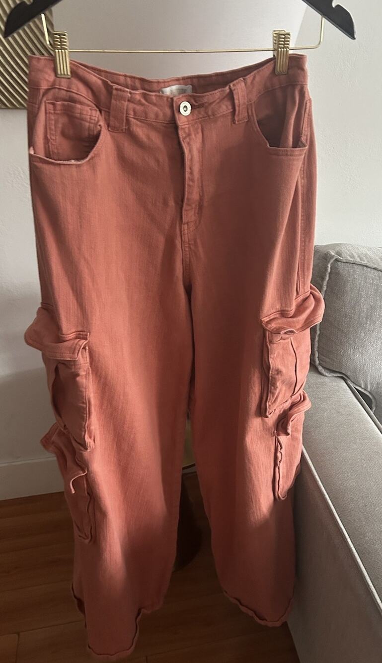 Hot Topic Aphrodite 31 Orange Cargo Pants Wide Leg Baggy Vtg Goth Y2K Grunge Emo - Picture 1 of 10